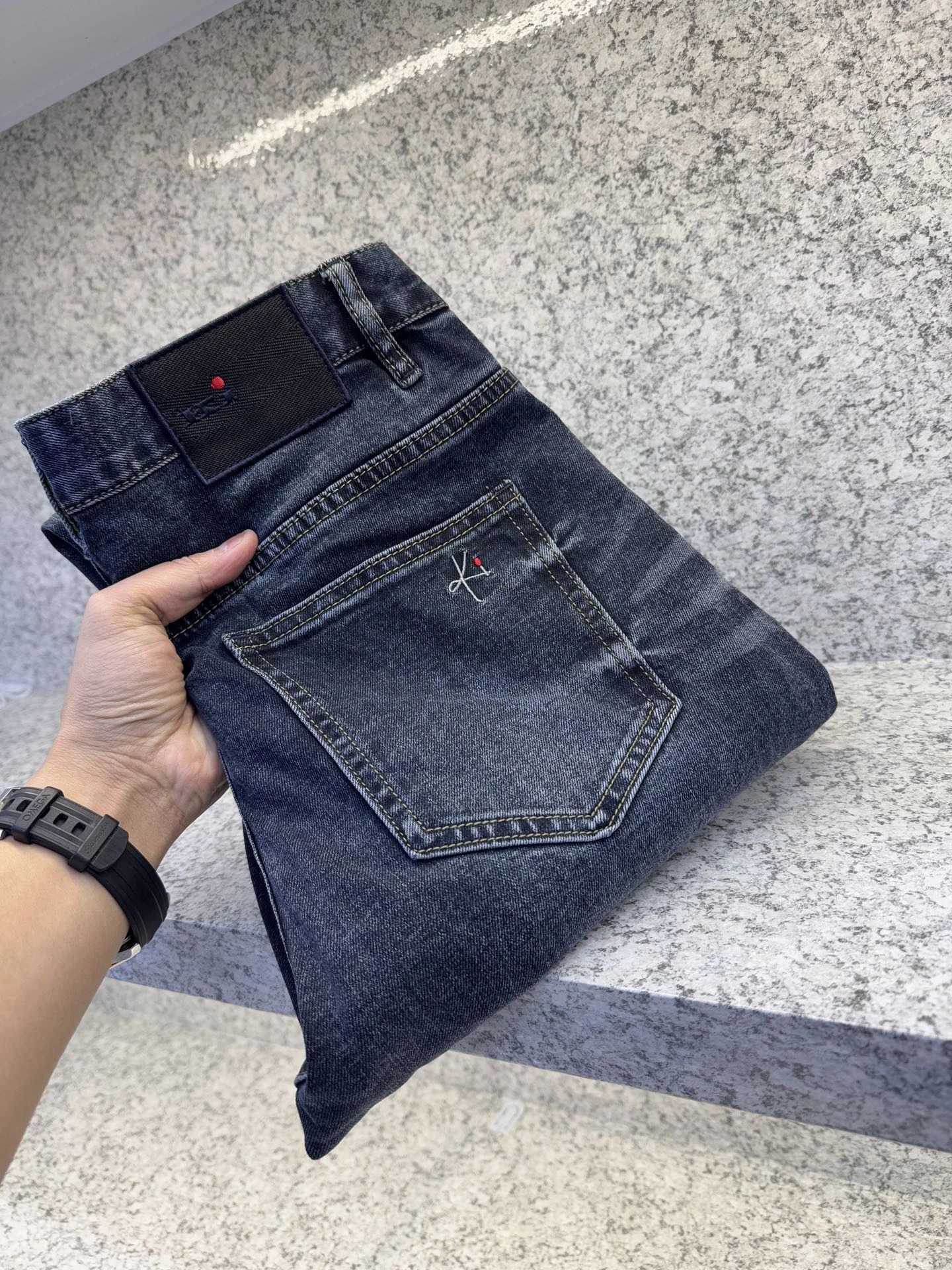 OECHSLI Jeans Thin Cotton Men 2026 Spring Summer new breathable straight embroidery elasticity casual Big size 29-40 long Pants