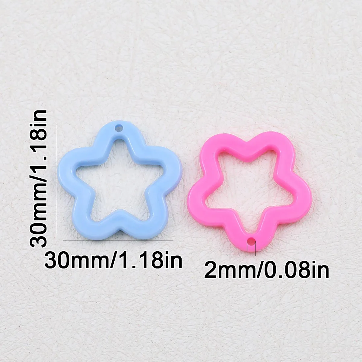 30mm 20pcs set solid-color/transparent openwork five-pointed stars assorted colors handmade DIY jewelry makin bracele accessorie