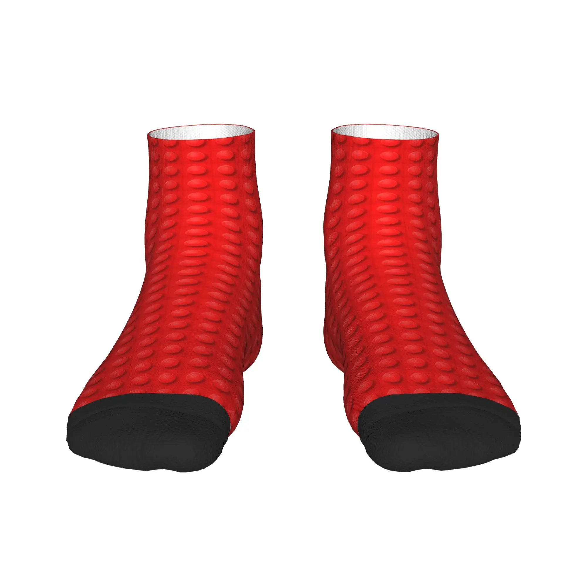 Solid Red Building Blocks Pattern Ankle Socks Men  Comfort Soft Novelty Sock Summer Cycling Anti Slip Graphic Socks Gift