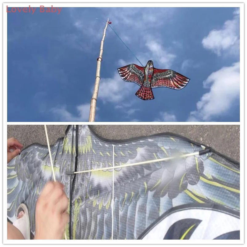 【BBS-7】1 stuk Outdoor Fun Sports Vogelafstotende vlieger 1,2/1,55/1,6/1,65/1,8 meter Gemakkelijk te vliegen Eagle Kite voor kinderen of volwassenen