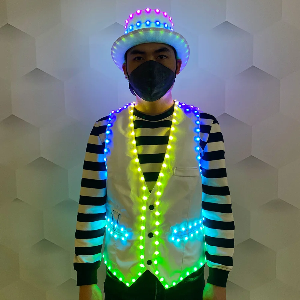 led luminous vest Bar clothing Luminous jacket vest DJ Singer party Luminous supplies Dance show LED hat luminous supplies