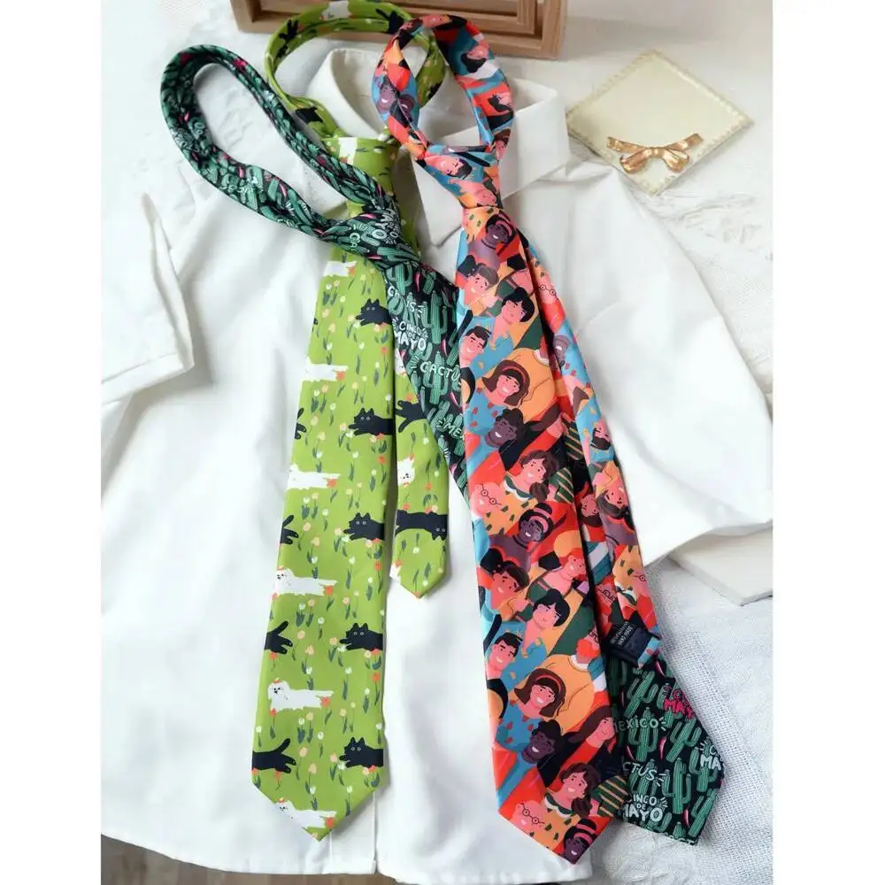 

Tie Fashion Cartoon Pattern No Tie Required Versatile Youth Matching Shirt Unisex Student Niche Design Novelty Hand Tie