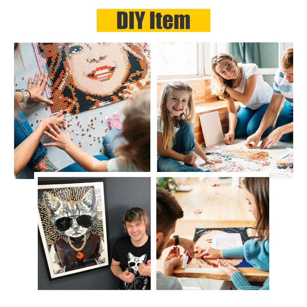 64X128DOTS Pixel Art Custom Photo Personal Portrait Pets Kids Mosaic Painting Building Blocks Diamond Best For Birthday Gifts