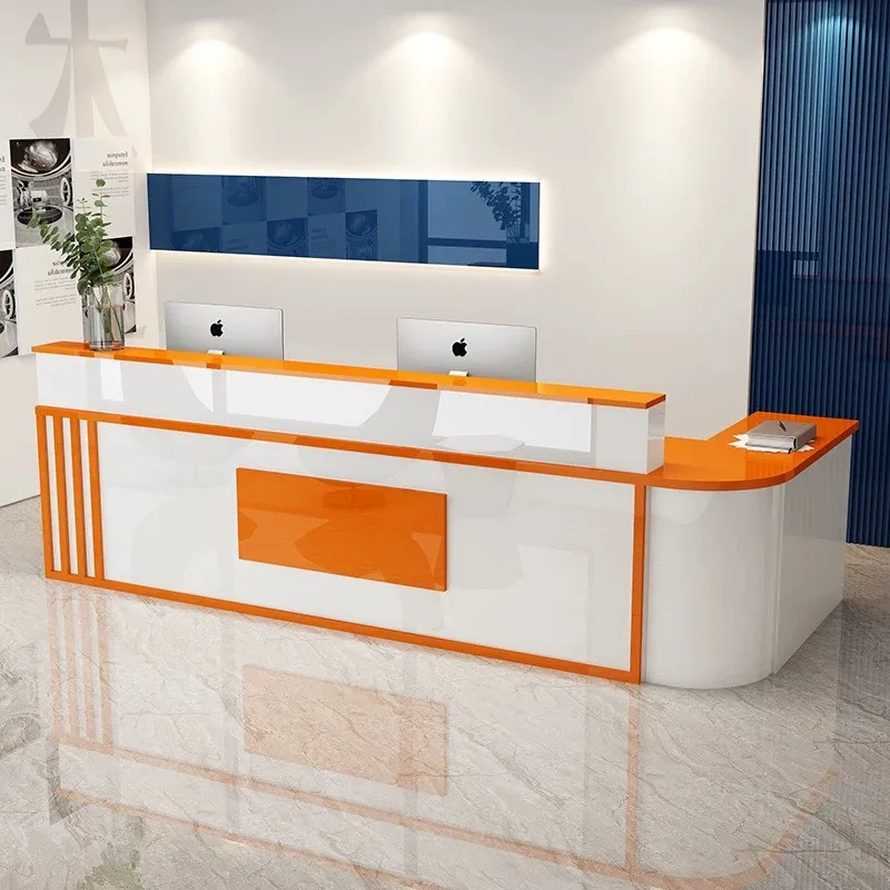 

Company front desk reception corner education and training institutions semicircular simple and modern