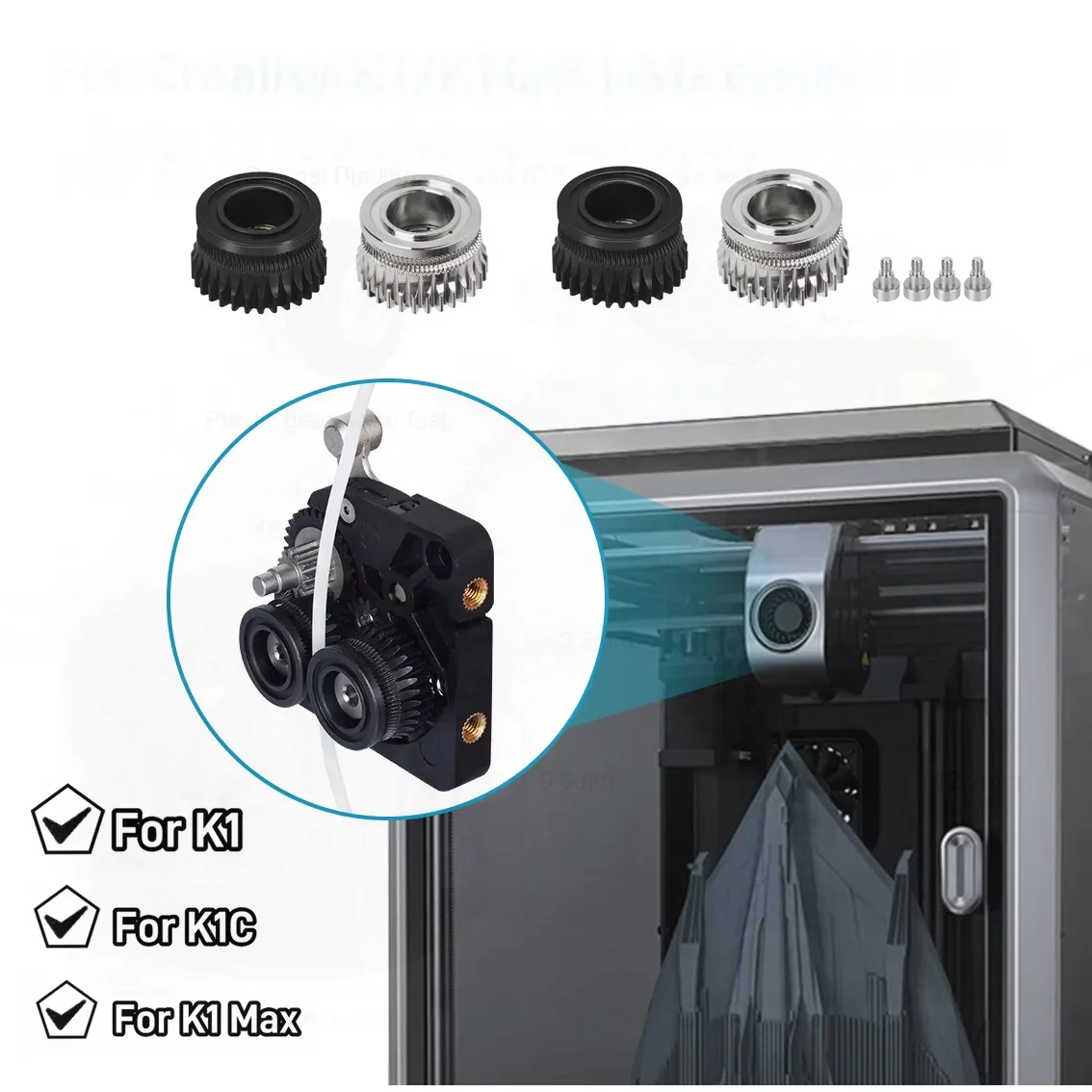 

K1C Экструдер GEAR Цельнометаллическая приводная шестерня накаливания для Creality K1 Max K1 ЭКСТРОЙДЕР GEAR Никелированная часть 3D-принтера высокой твердости