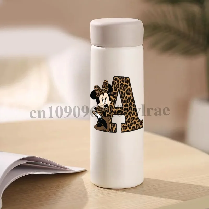 Leopard Minnie Mouse 26 English Alphabet UV DTF Transfer Sticker for Water Bottle Decor DIY Water Cup Minnie Logo Decals Sticker