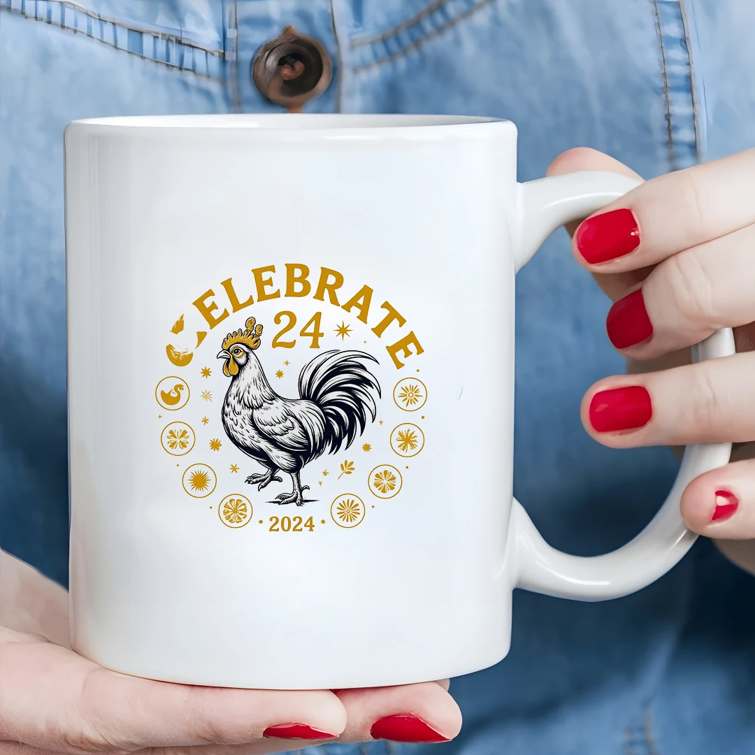 

11oz Golden Rooster Mug 2024 Christmas Celebration Edition Suitable for Kids Families and Offices