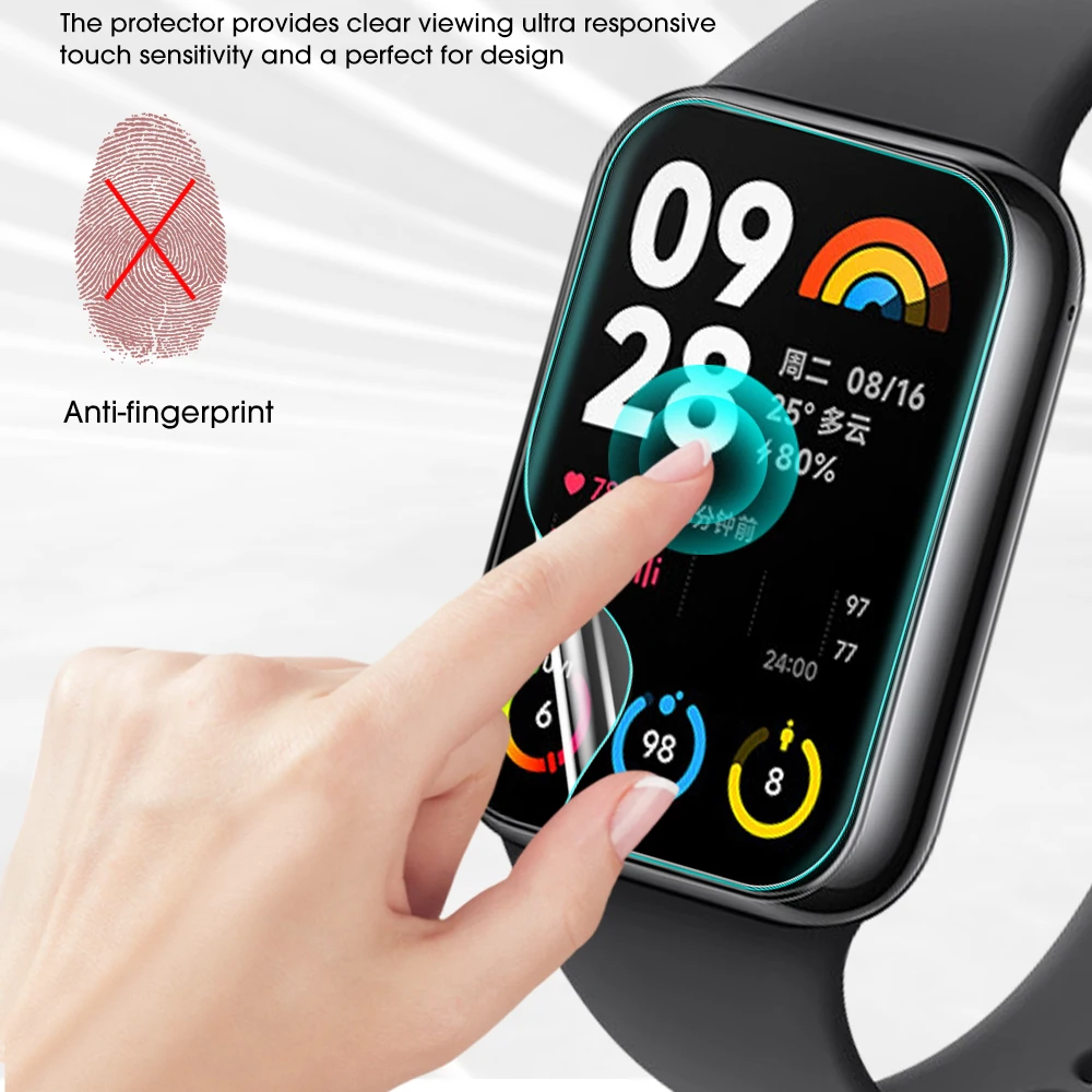 Full Coverage Screen Protectors For Xiaomi Band 8 Active Smartwatch Clear Anti-scratch Hydrogel Films For Miband 8 Active