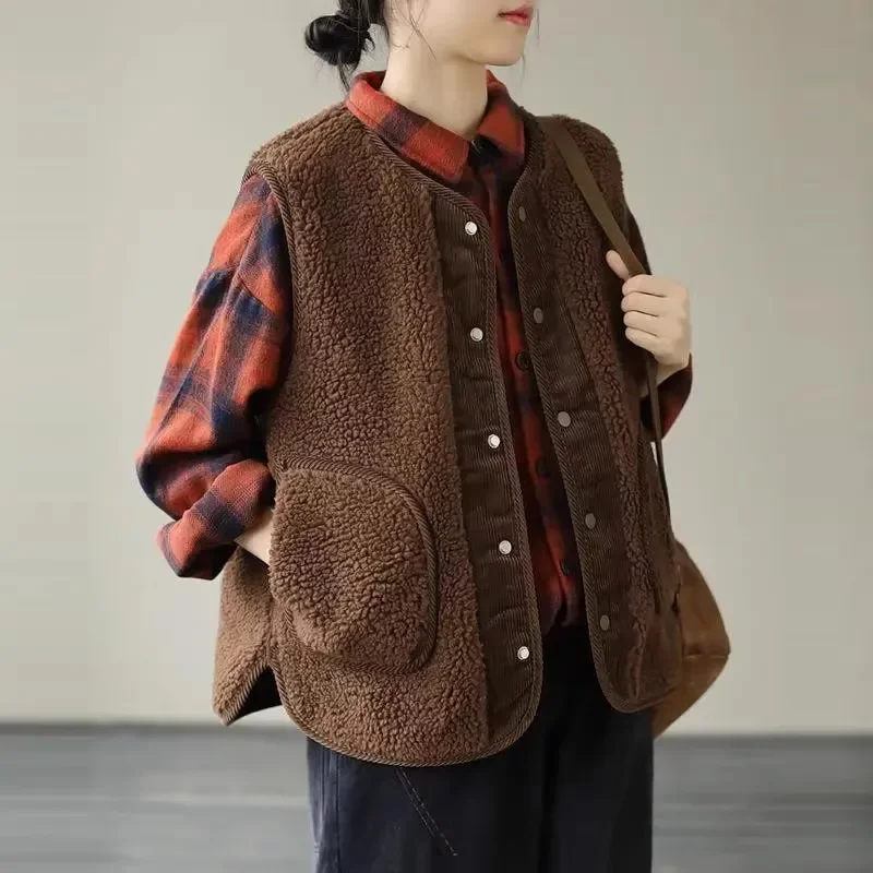 

Women's Vest Vest 2025 New Autumn Winter Women's Outer Wear Corduroy on Both Front and Back