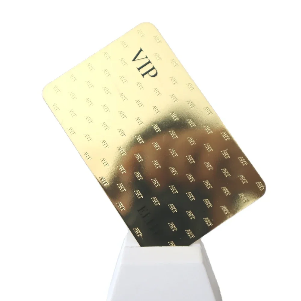 Para visita Tarjeta de metal dorado brillante / Tarjeta de metal NFC dorada