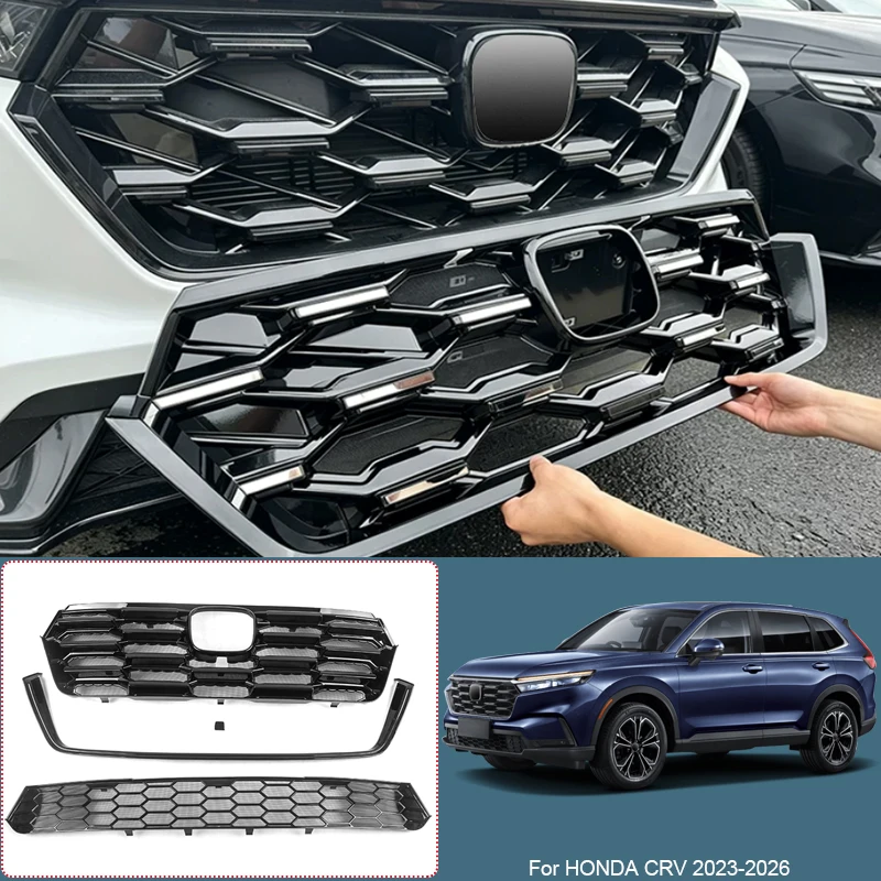 ABS Car Modify Front Buckle Insect Proof Net For HONDA CRV 2023-2026 Auto Front Bumper Center Intake Grille Cover Accessory