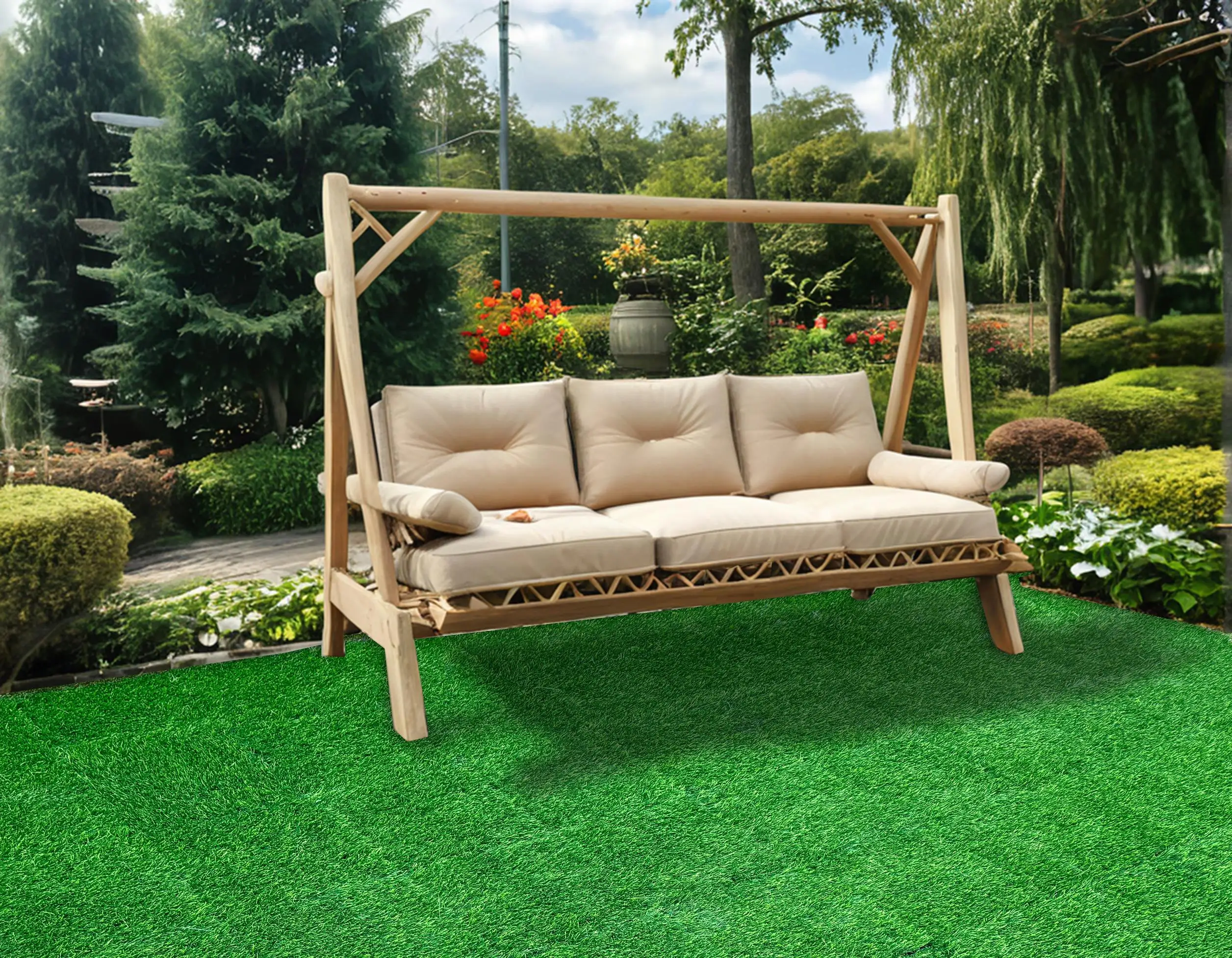 

35pcs Interlocking Artificial Grass Tiles - Self-Draining Fake Turf for pet Indoor/Outdoor Flooring, 12x12in Green