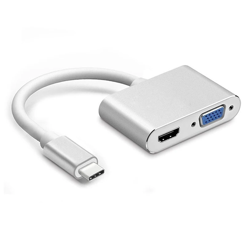 USB C 4K typ C 3.1 do HDMI kompatybilny USB-C VGA 2 porty Hub Adapter do Samsung Galaxy S10/S9/S8 Huawei Mate 20/P30 Pro