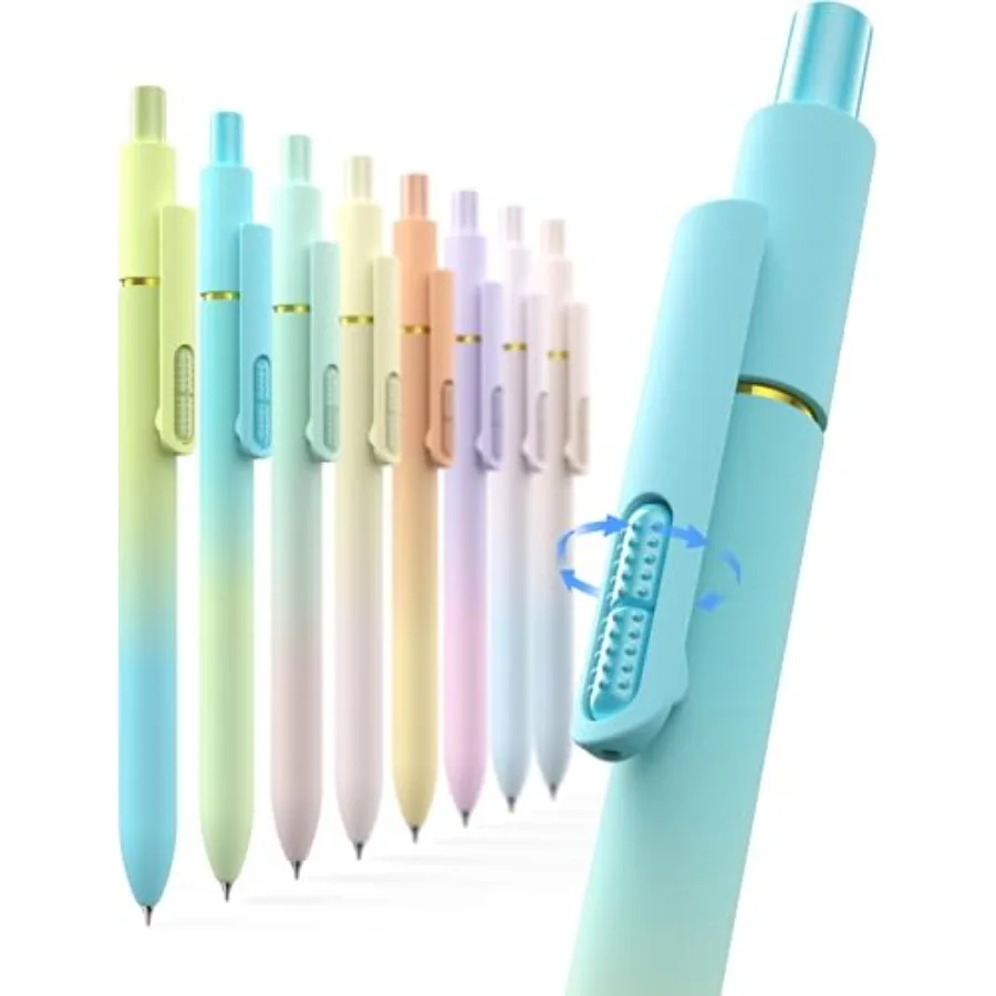 

8pc Gel Pens, 0.7mm Black Ink, Medium Tip - Fast-Dry, No Bleed, Gradient Colors for Office and School