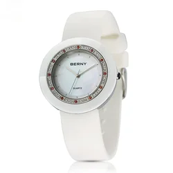 BERNY Orologi da polso da donna Orologio in ceramica con diamanti Orologio da polso di lusso Orologio al quarzo Orologio da donna ultraleggero impermeabile