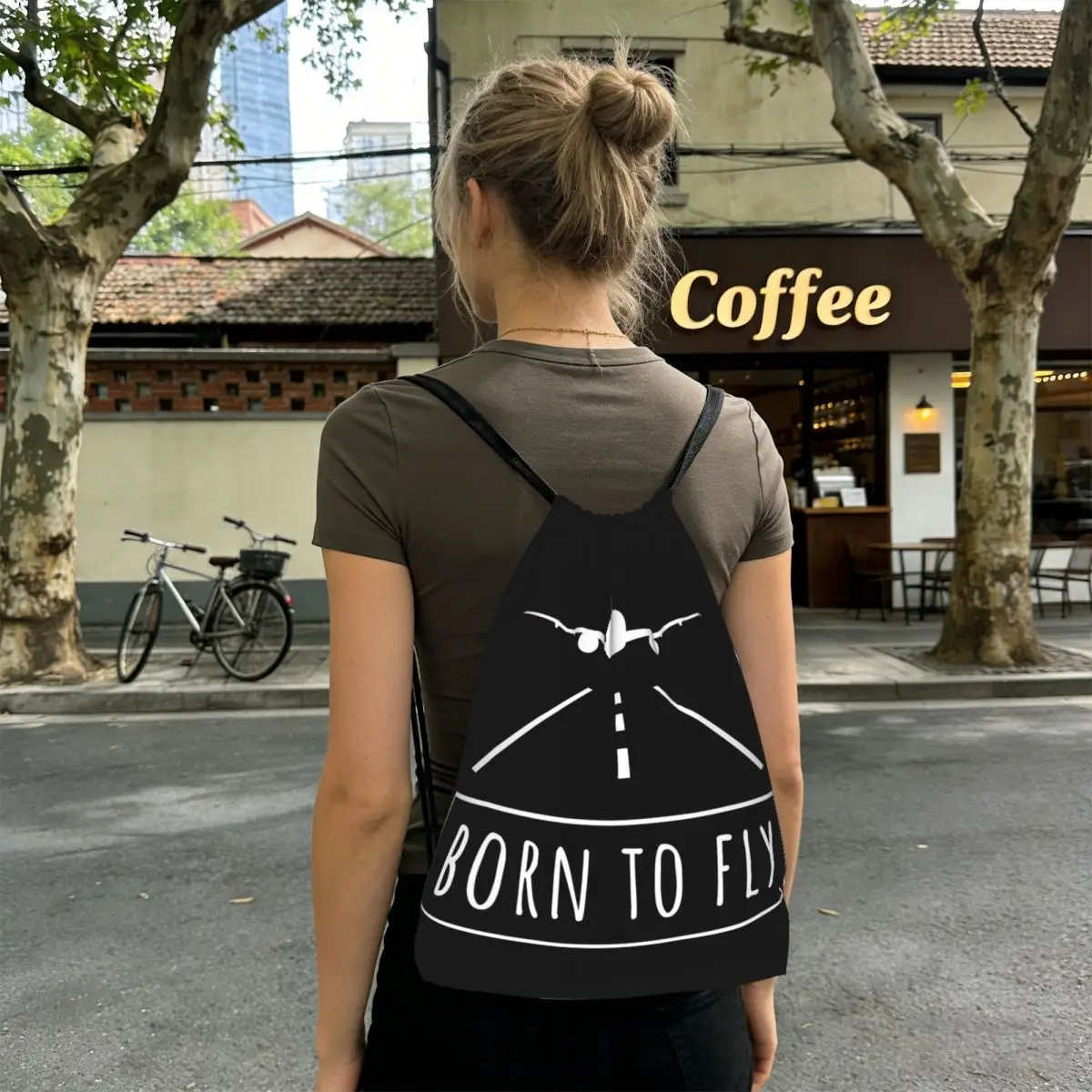Born To Fly Captain Stripes Flight Pilot Backpacks Casual Drawstring Bags Sports Bag Book Bags for Man Woman Students