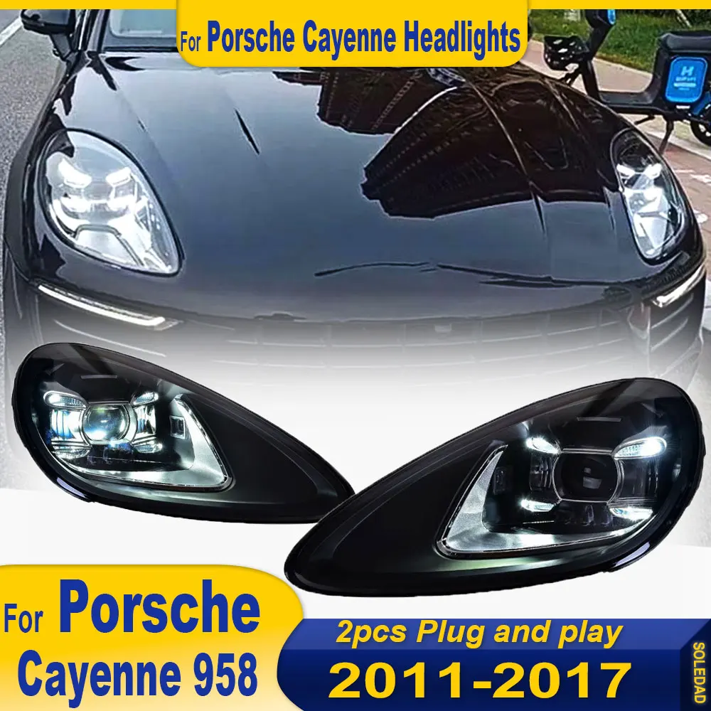 Car Headlights For Porsche Cayenne 958 2011-2018 to 2019 style full LED Auto Headlamp Assembly Projector Lens Accessories 2pcs