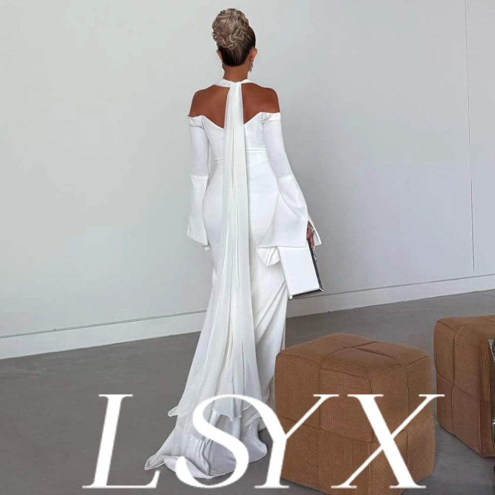 LSYX – Corset sans bretelles personnalisé, corsage en Satin, jupe en Tulle à volants, dos ouvert, à lacets, longue traîne, élégant et luxueux
