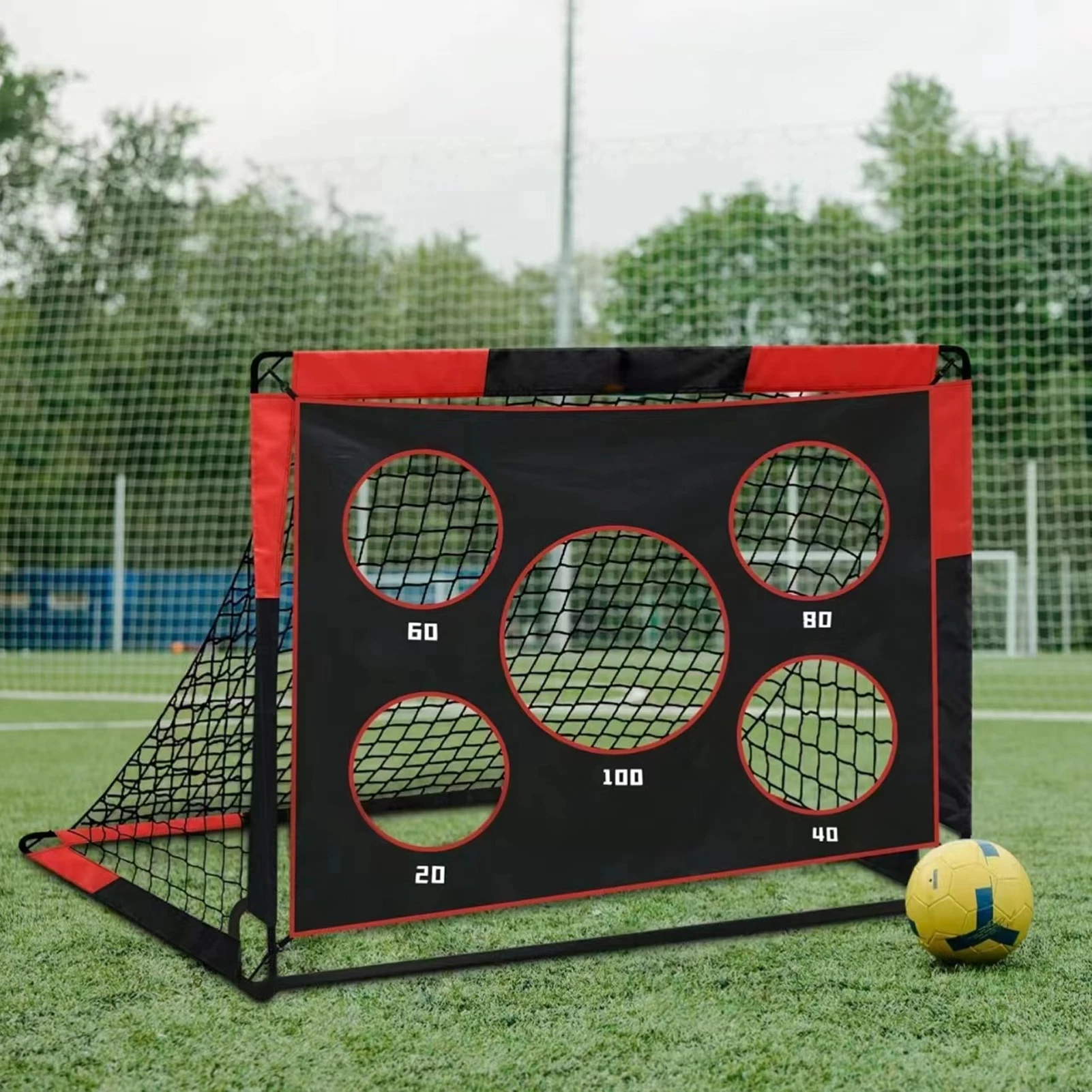 

Portable Soccer Goal for Kids 2 in 1 Design Outdoor Training 450D Oxford Fabric Foldable Football Net with 5 Target