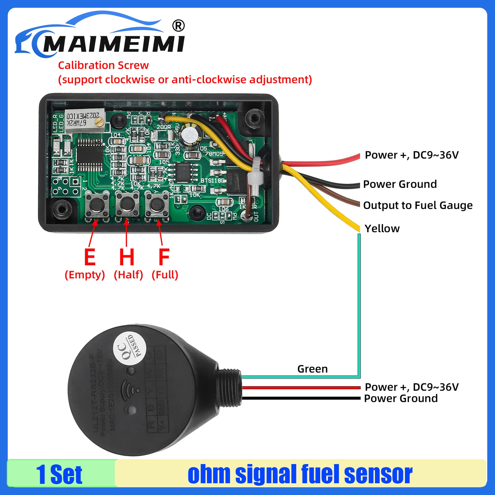 

MAIMEIMI Non-Contact Ultrasonic Fuel Level Sensor Monitoring System Oil Level Sensor Ohm Signal Interface Bluetooth-compatible