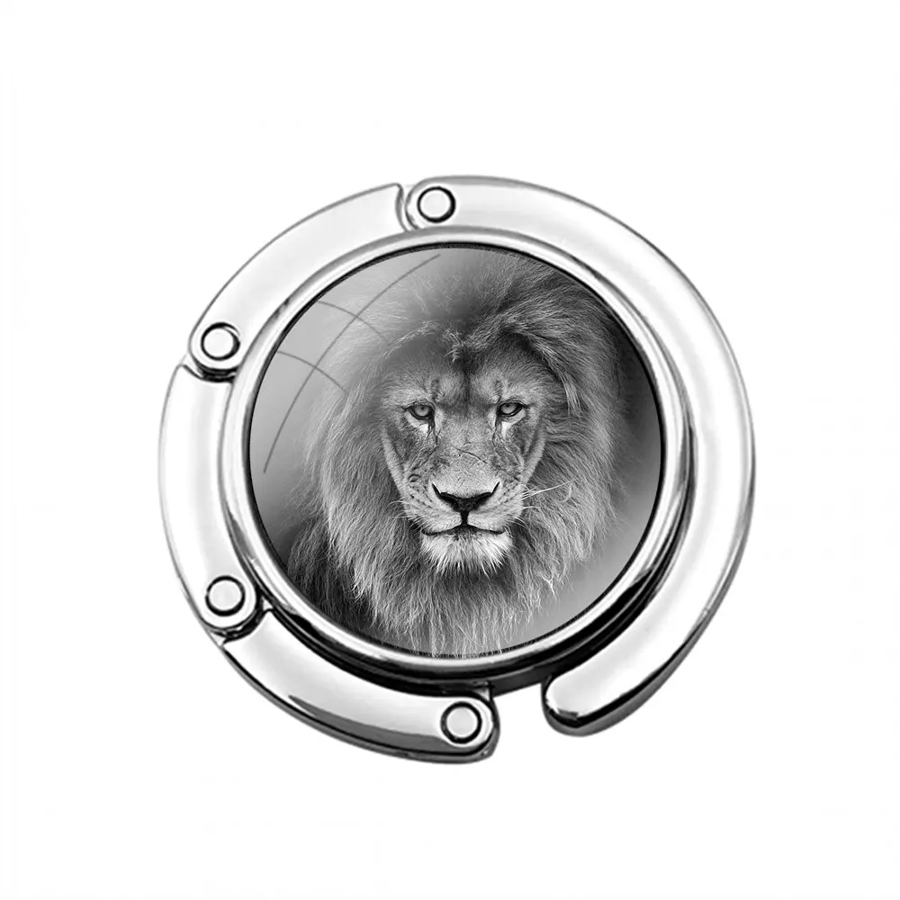 Lion Alpha Male Cub Foldable Purse Hook for Women's  Table Handbag Storage Folding Decor Table Hook