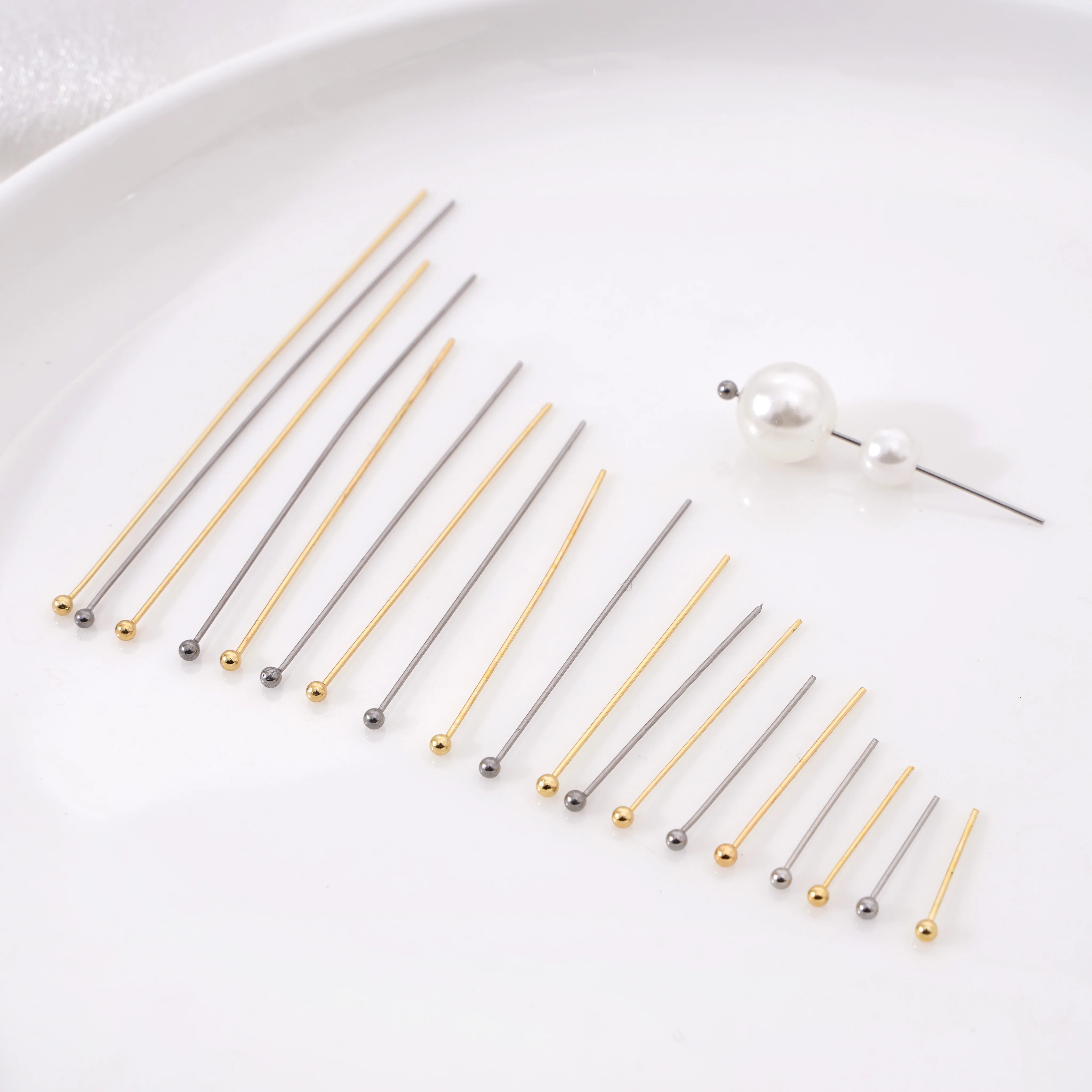 

50/100pcs 15-70mm Stainless Steel Rhodium/Gold Color Plated Head Pins For Handmade Jewelry Making DIY Beading Earrings Accessori
