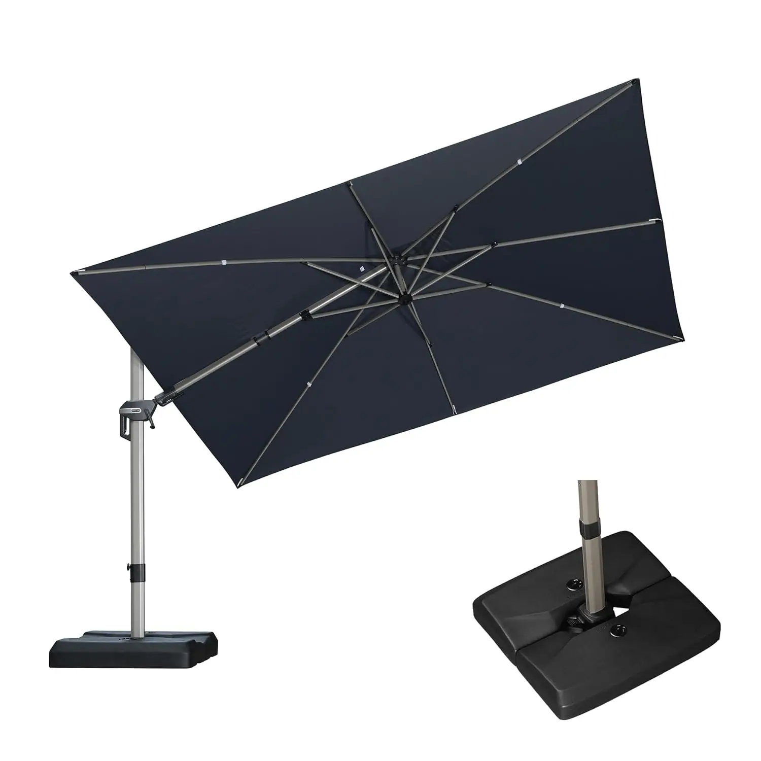 #￥for11.5x8ft Tilting Offset Patio Umbrella 360° Rotation Aluminum Cantilever Champagne Frame UV Block Garden Pool, Customized