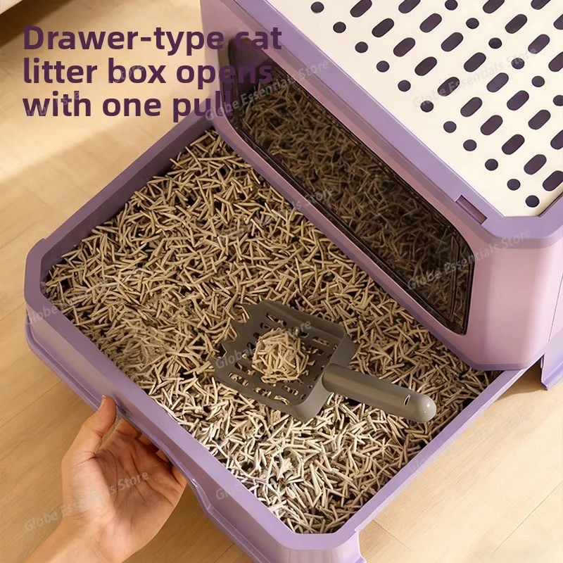 

Cat Litter Box Oversized Anti-splash and Odor-proof Cat Toilet Oversized Reinforced Thickened Drawer Fully Enclosed Pet Supplies