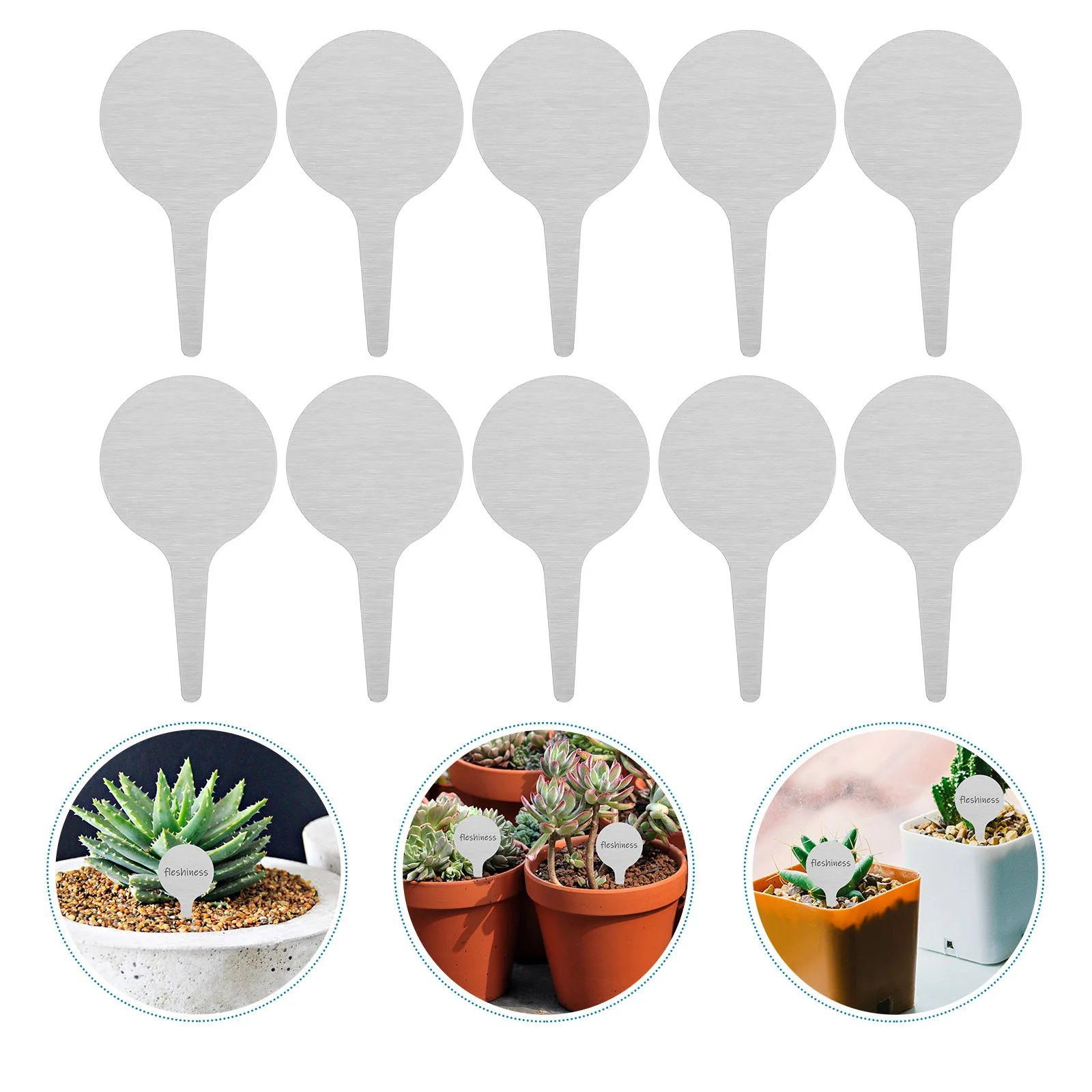 

50Pcs Stainless Steel Plant Labels Round Metal Gardening Markers Durable Waterproof Plants Sticks for Outdoor Garden Plant