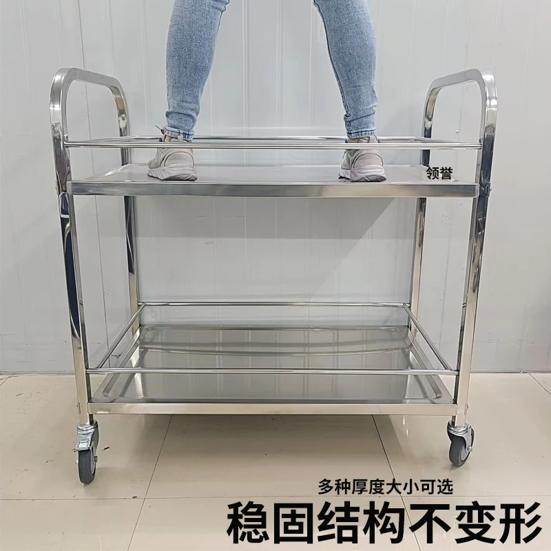 Disassembly and assembly of stainless steel ktv wine cart snack cart stall dining cart tea double fence trolley 304