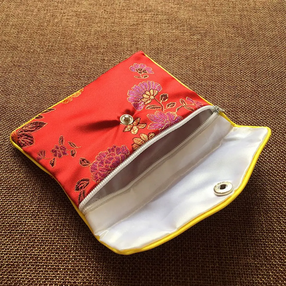 

Gifts Necklace Container Floral Zipper Coin Purse Brocade Buckle Snap Jewelery Storage Handbags Wallet Jewelery Bag