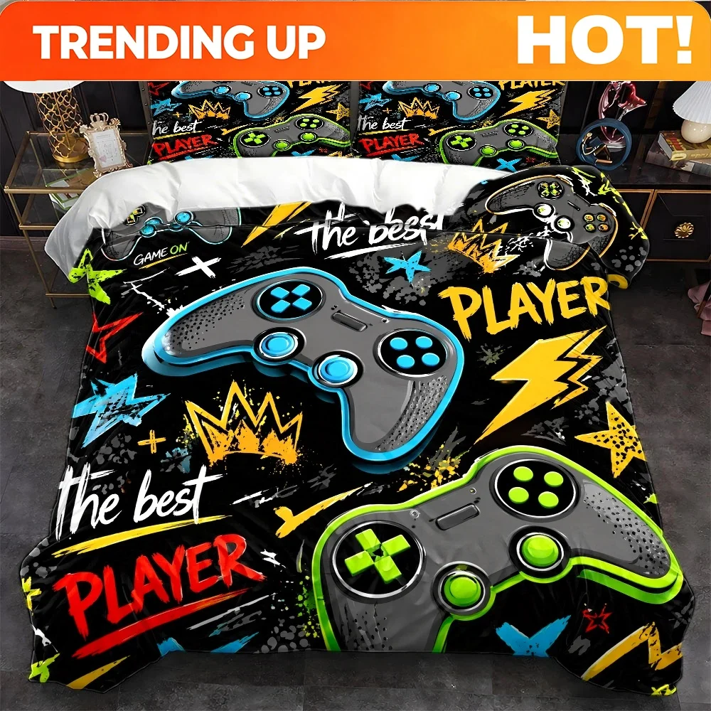 Customize 3pcs Esports Themed Duvet Cover Set, Bedding (1 Duvet Cover + 2 Pillowcases), Suitable for All Seasons, Machine Washab