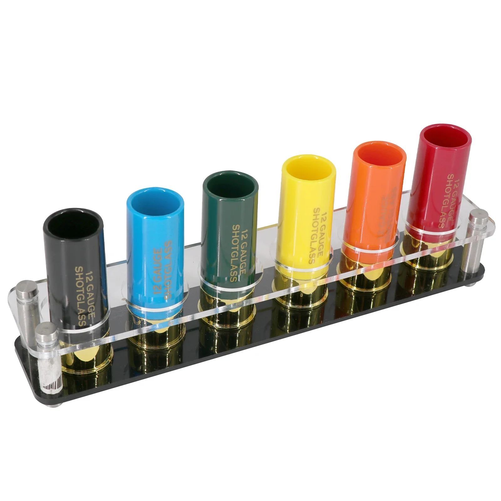

12 Gauge Shotgun Shell Shot Glass Set with Acrylic Tray, Man Cave Gift for Hunters