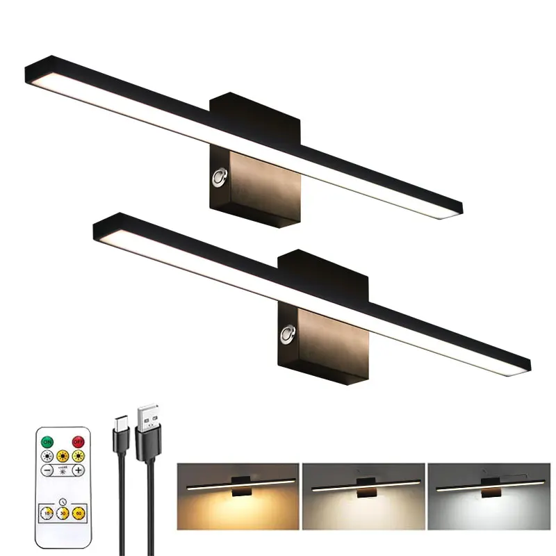 

6000mAh Battery Picture Lights for Wall with Remote Rechargeable Wireless LED Wall Lamps USB 3CCT Touch Dimmable Wall Sconce