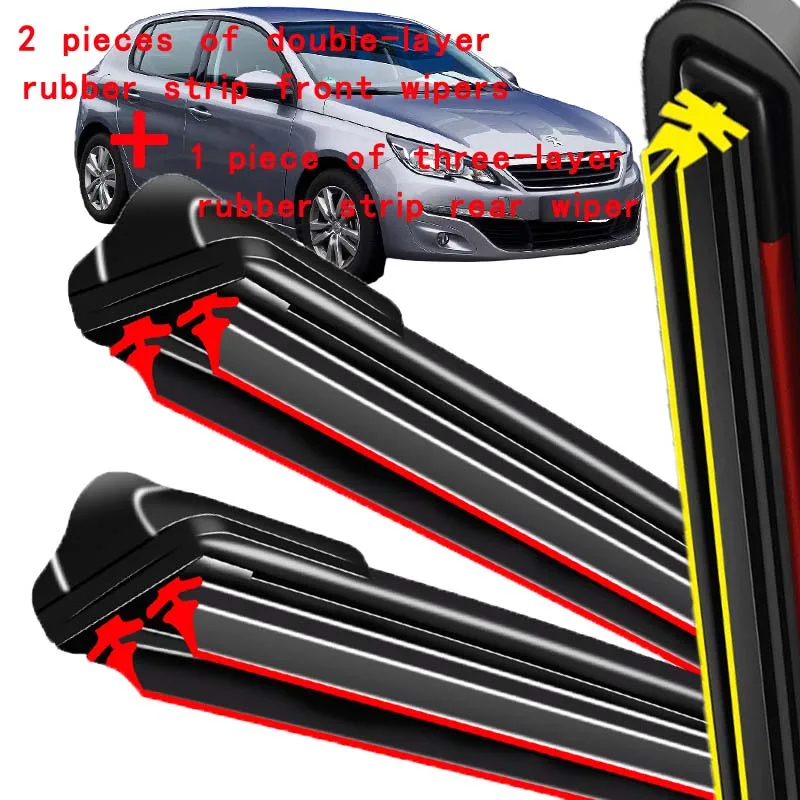 

For Peugeot 308SW T9 308 Estate 2014-2020 2015 Wiper Front & Rear Wiper Blades Windshield Windscreen Window Brushes 24"+18"+12"