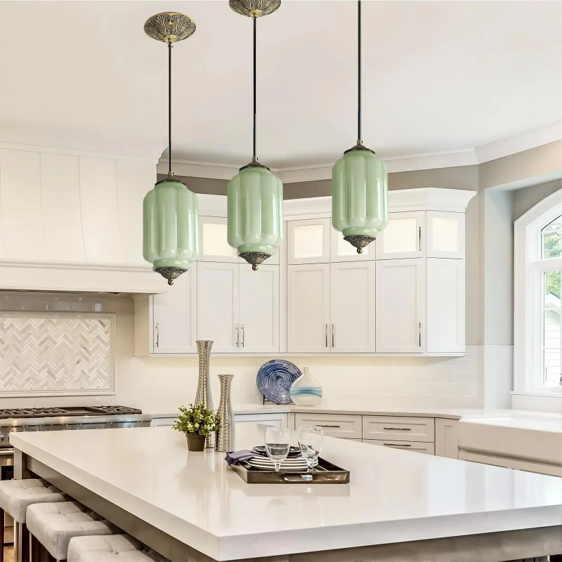

Vintage Glass Pendant Light Bedroom Bedside Retro Chandeliers Living Room Kitchen Island Dining Table Hanging Lamp Lustre