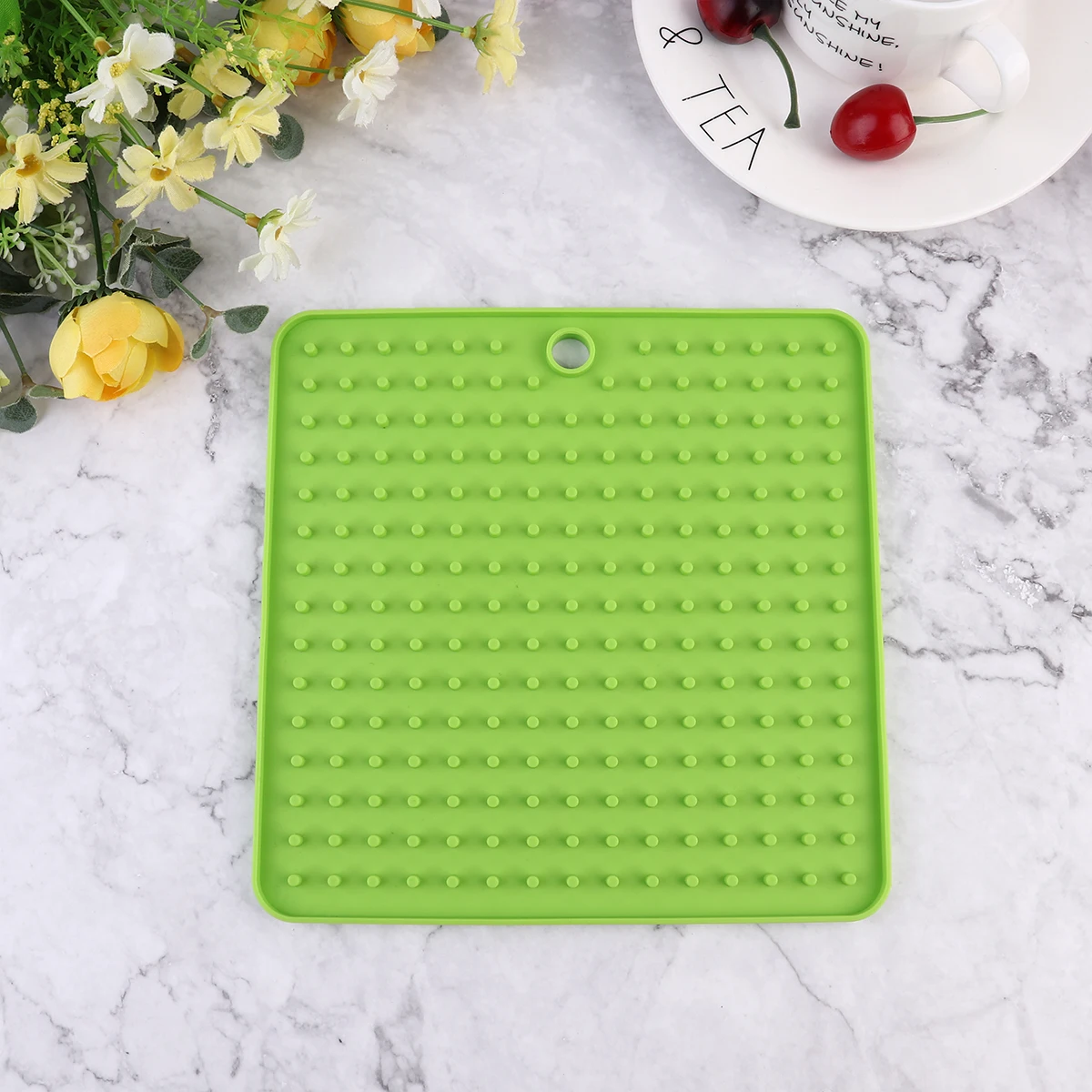 

3 Pcs Reusable Silicone Heat Insulating Mat Multifunctional Tableware Pad Easy Store Dishwasher Safe Drain Mat for Kitchen Green
