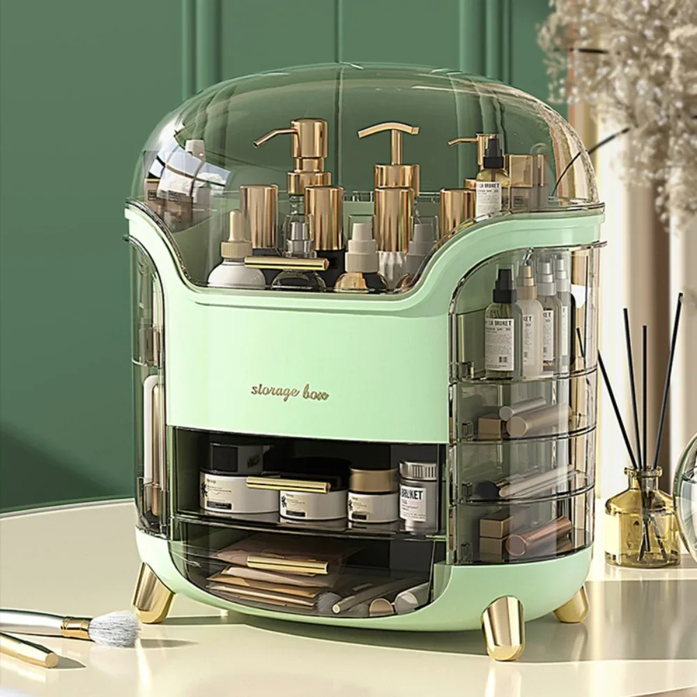 Grande boîte de rangement transparente pour maquillage, organisateur cosmétique, armoire, soins de la peau, IQUE Table