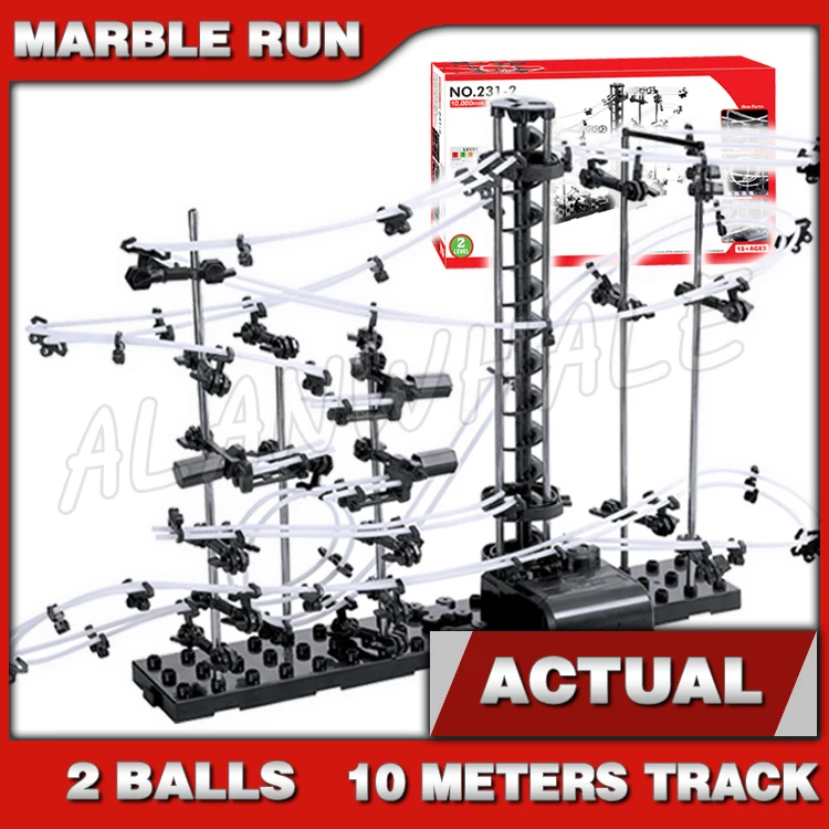 1000 سنتيمتر السكك الحديدية المستوى 2 الرخام تشغيل سباق السفينة الدوارة ليلة مضيئة نموذج بناء عدة الجذعية التعلم مجموعات كرة دوارة النحت #1