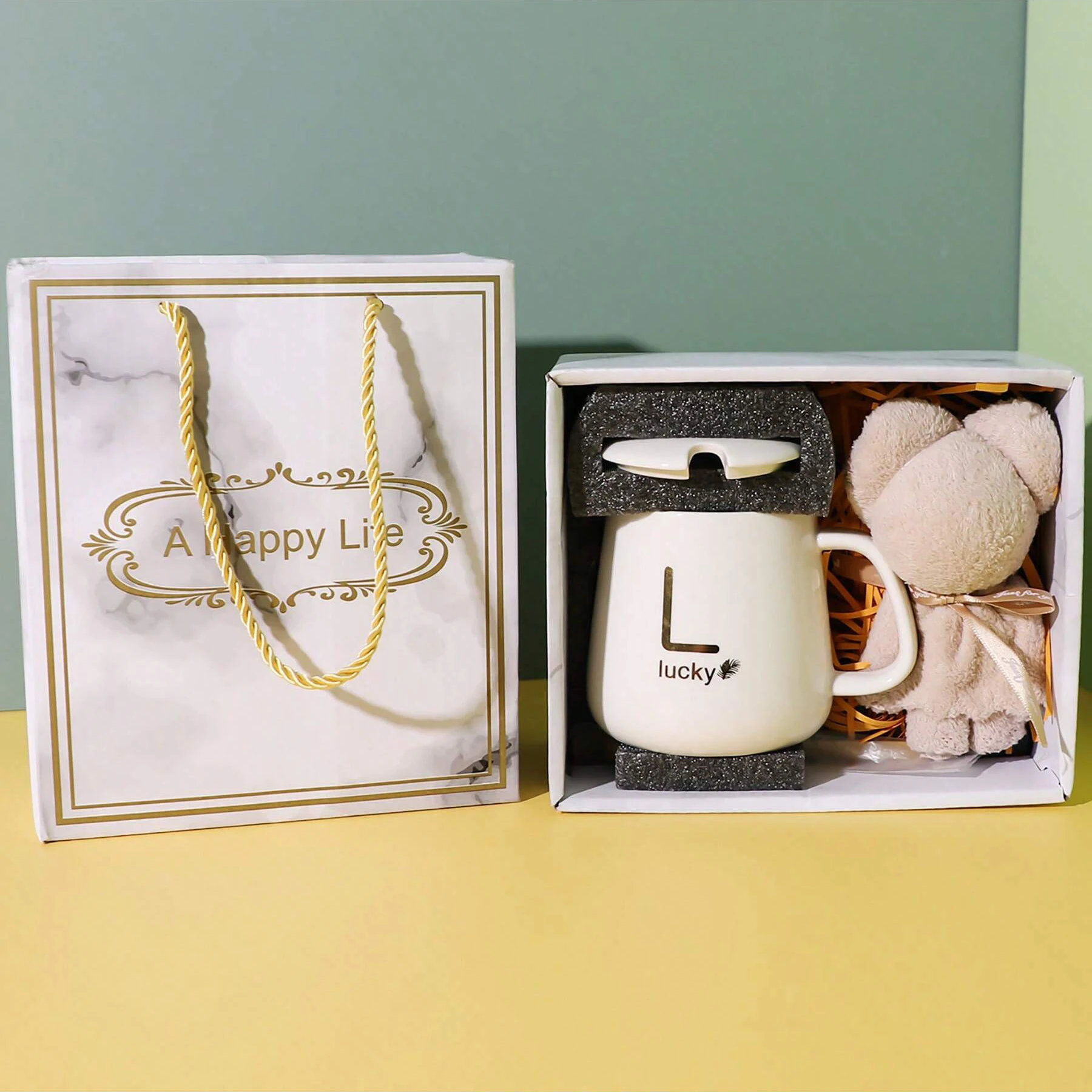 1pc Set, Lucky Coffee Mug With Lid Spoon And Ceramic Coffee Cups, Exquisite Water Cups,