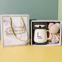 1pc Set, Lucky Coffee Mug With Lid Spoon And Ceramic Coffee Cups, Exquisite Water Cups,