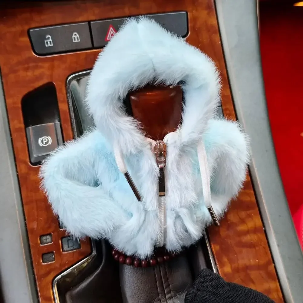 NEW Car Gear Shift Hoodie Cover Auto Interior Fluffy Gear Shift Knob Sleeve Soft Plush Gear Stick Costume Styling Accessories