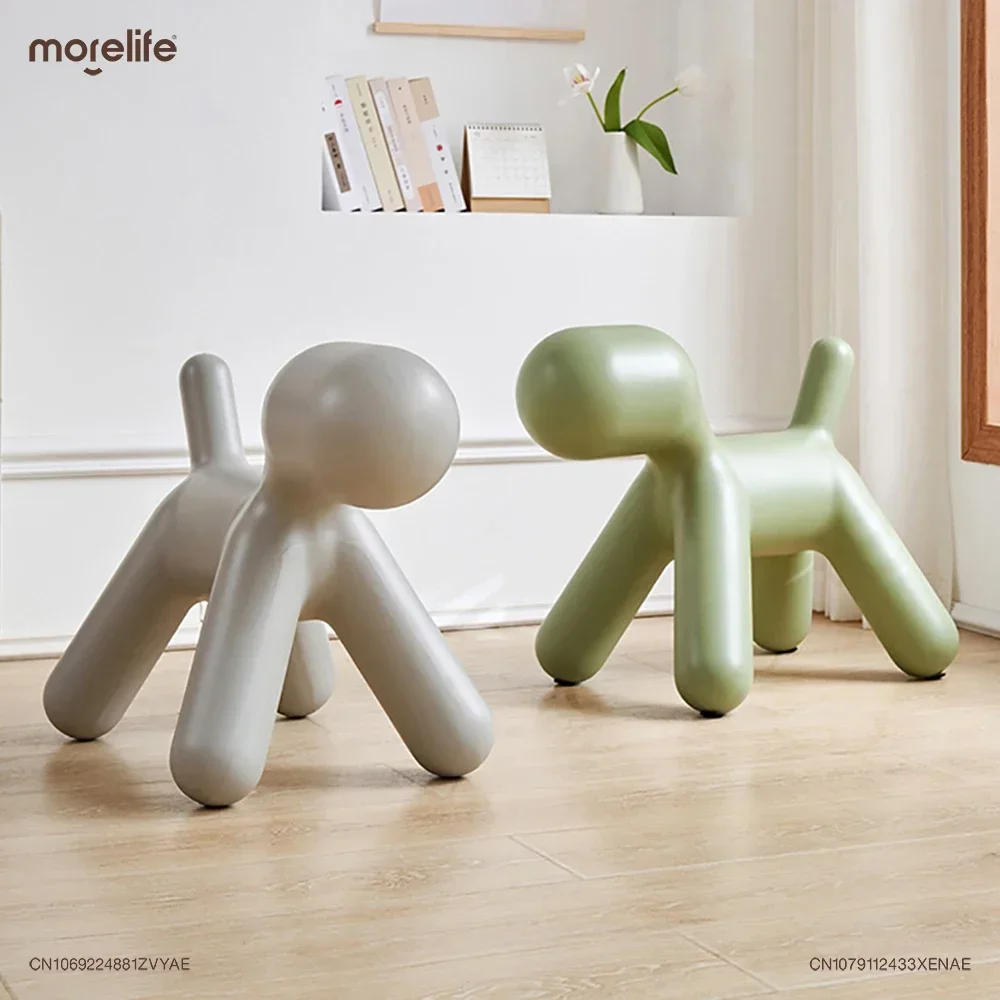 Nordic Creative Design Fun Puppy Design Shoe Changing Stools Living Room Plastic Bench Animal Ottoman Cute Footstool Furniture