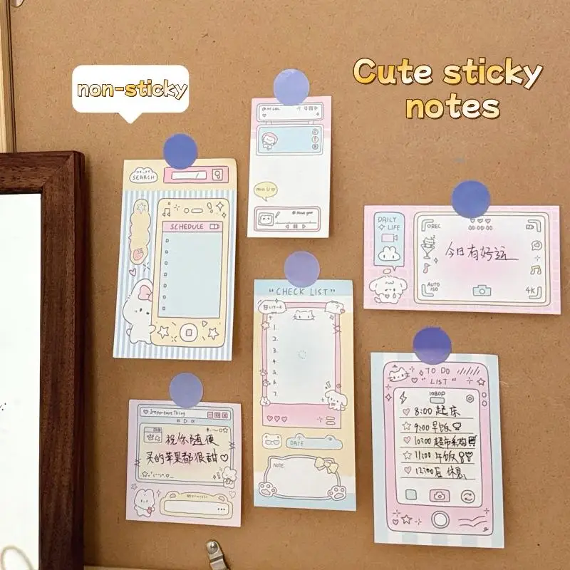 100Sheets/Book INS Style Memo Book Tearable Cute Cartoon Non Adhesive Message Notebook Handwritten Notes Notepad