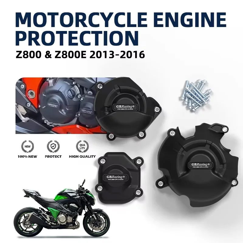 Novos acessórios de proteção para motos GBRacing para Z800 Z800E 2013-2016, conjunto de capa de proteção secundária do motor.