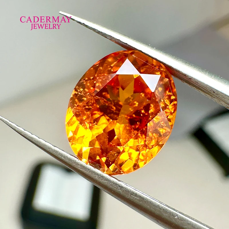 Cadermay Jewelry Lab Grown Fanta Color Sapphire With Inclusions 4x6mm-15x20mm Oval Shape Fanta Lab Saphhire for Jewelry Making
