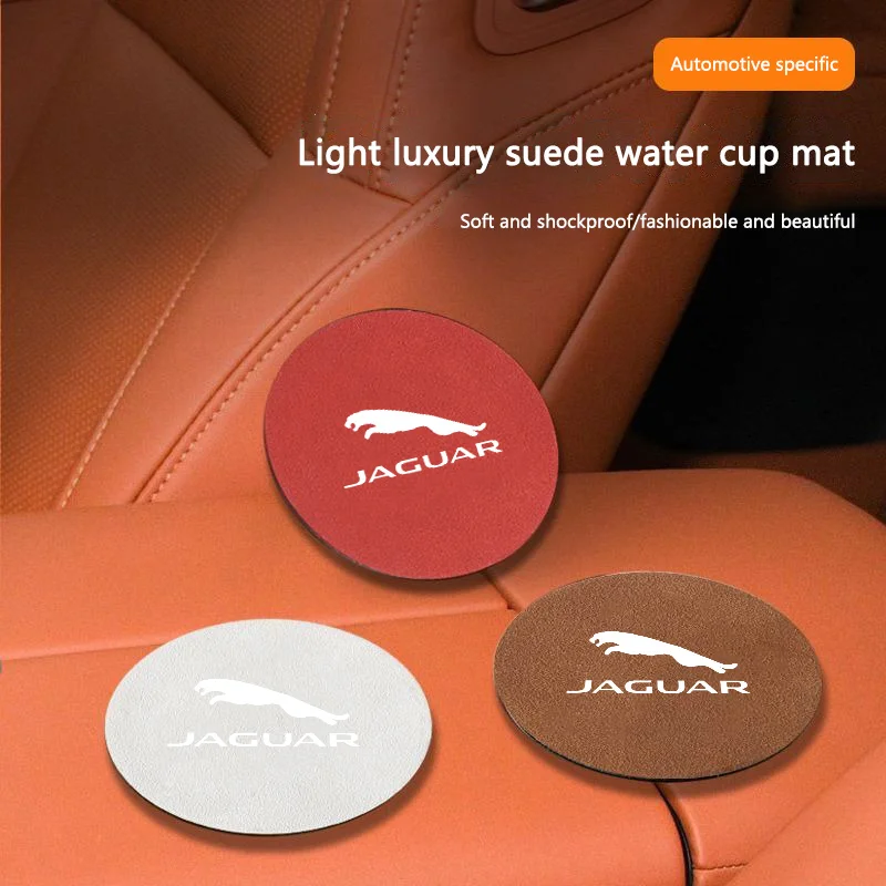 2pcs Non-slip Car Styling Coaster Water Cup Pad For Jaguar XFL XEL E-PACE F-PACE F-TYPE XJ I-PACE XE XK XF C-X75 X-X16 X-TYPE