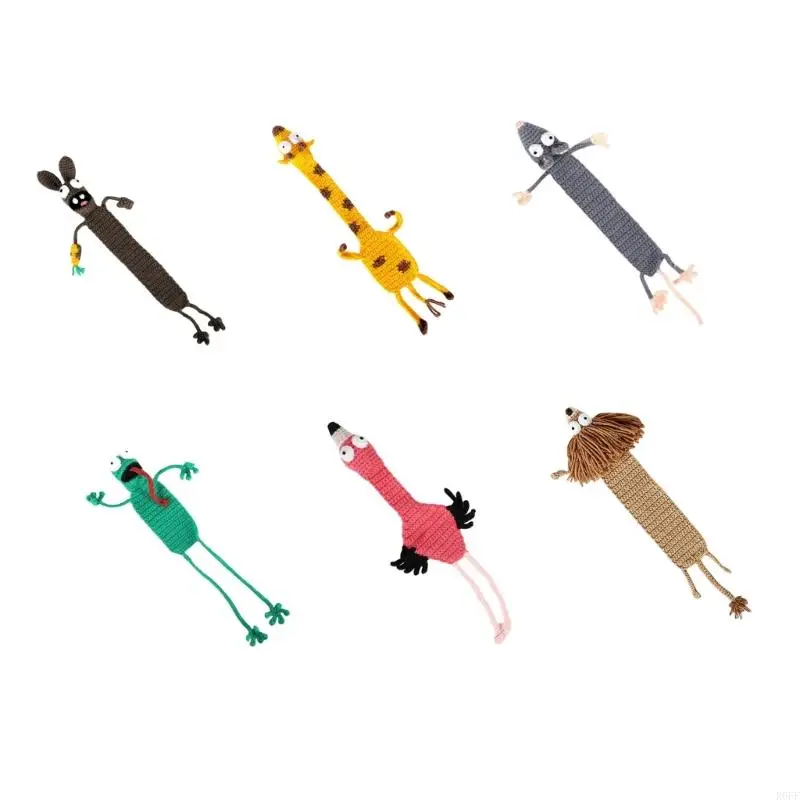

R6FF Handmade Knitted Bookmarks Book Page Holder Crochet Animal Bookmarks for Kids
