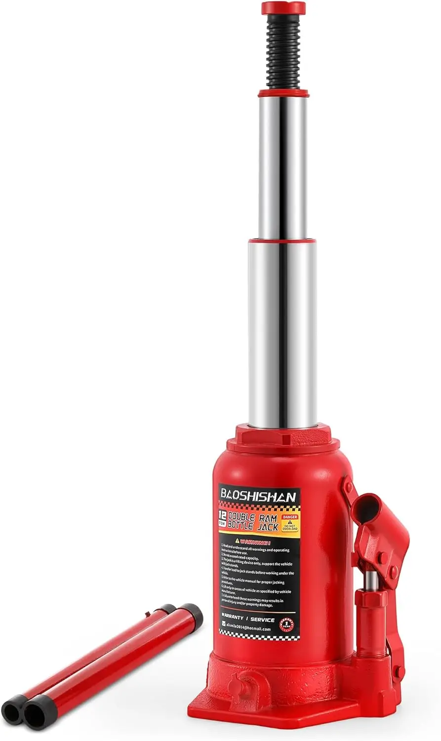 

12-тонный гидравлический домкрат для бутылок с двойным баном и диапазоном подъема от 8,7 до 20,5 дюймов для тяжелых грузовиков и подъема автомобилей