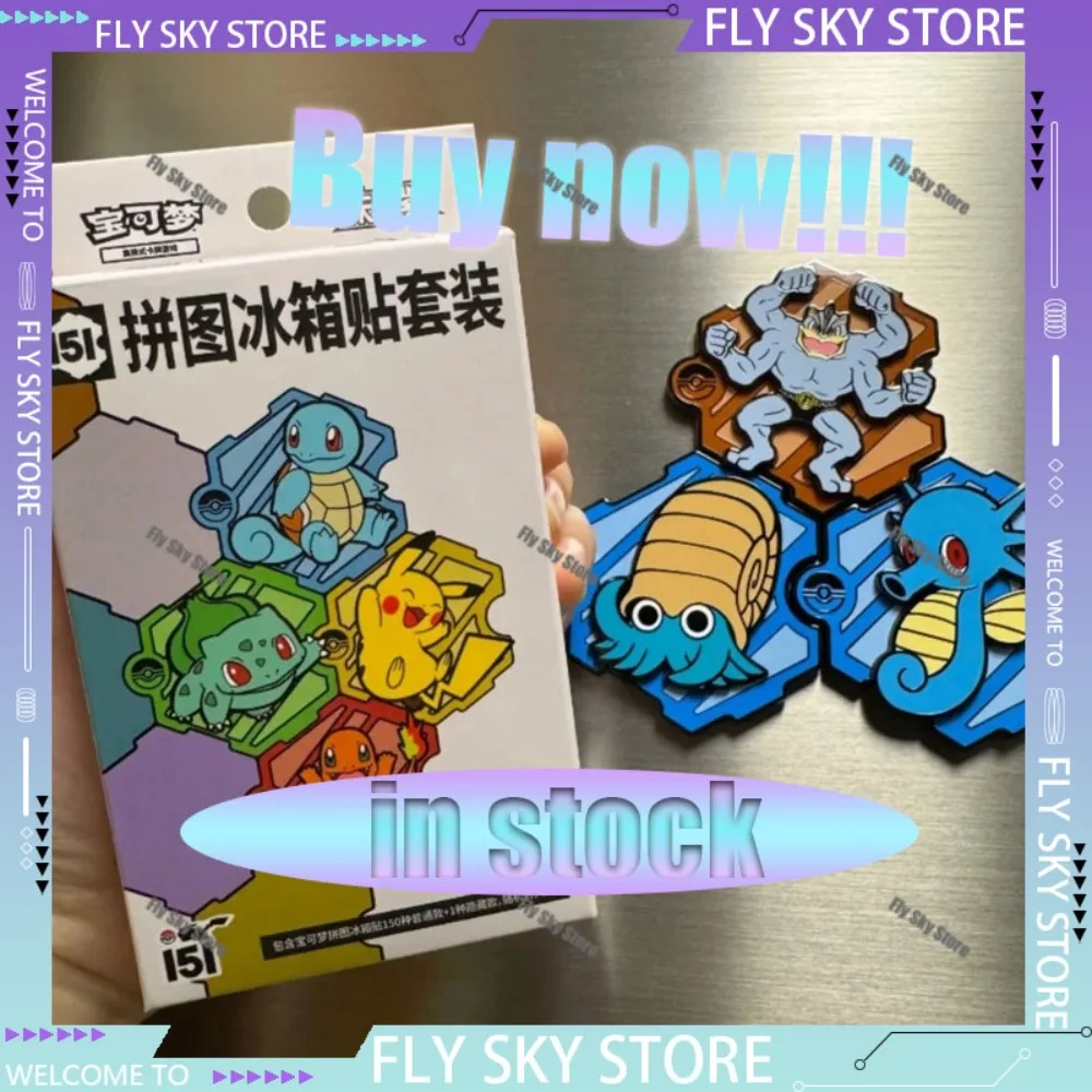 

Pokemon PTCG Collected 151 Fridge Magnet Gift Box Chinese Gifts Box Trading Cards Jigsaw Fridge Magnets Collectible Blind Boxes